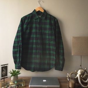 Merona Green/Navy Plaid Button Down Long Sleeve